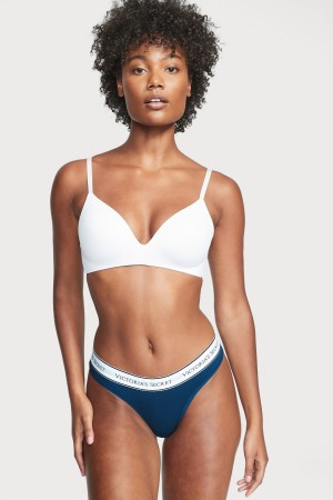 Academy Blue Victoria's Secret Stretch Cotton Logo Knickers | TVS-125960