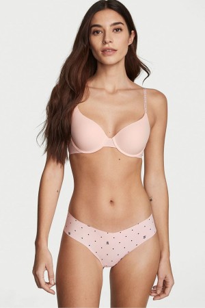 Angel Pink Leopard Victoria's Secret Sexy Illusions by Victorias Secret Smooth No Show Thong Knickers | EMV-193576