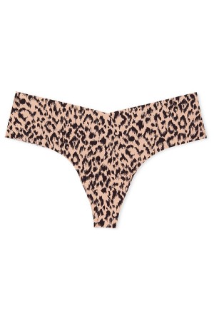 Animal Camouflage Brown Victoria's Secret Sexy Illusions by Victorias Secret No Show Thong Knickers | UBX-297451