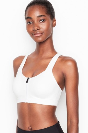 Apricot Frost Orange Victoria's Secret Knockout High Impact Racerback Zip Up Sports Bra | VKC-027945