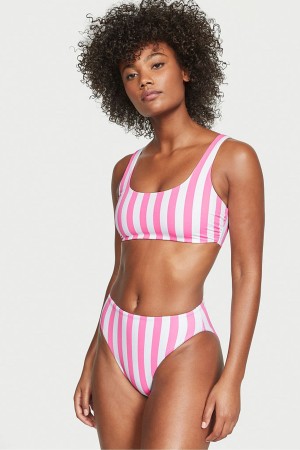 Aqua Blue Cabana Stripe Victoria's Secret Swim Bikini Top | DZK-312640