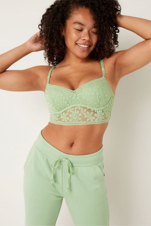 Arctic Ice Blur Blue Victoria's Secret Lace Wired Push Up Bralette | IPA-328940