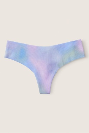 Artic Ice Blur Print Blue Victoria's Secret No-Show No Show Thong Knickers | AGO-275891