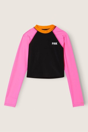 Atomic Pink Colour Block Victoria's Secret Long Sleeve Rash Guard | ZWE-615340