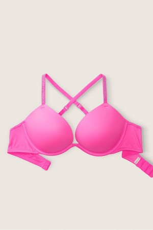 Atomic Pink Shine Victoria's Secret Wear Everywhere Smooth Push Up T-Shirt Bra | FPD-908657