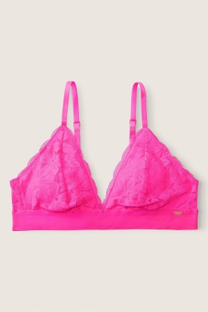 Atomic Pink Victoria's Secret Lace Unlined Triangle Bralette | WCA-143759