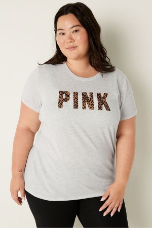 Atomic Pink Victoria's Secret Logo Short Sleeve T-Shirt | IYG-807362