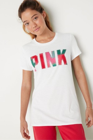 Atomic Pink Victoria's Secret Logo Short Sleeve T-Shirt | HAI-608159