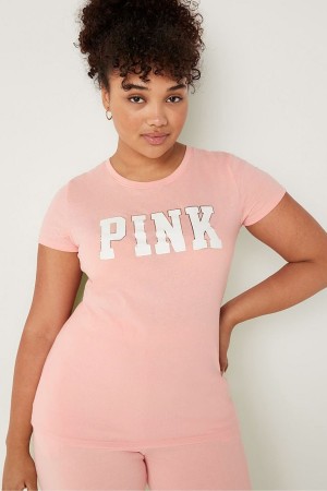 Atomic Pink Victoria's Secret Logo Short Sleeve T-Shirt | EPA-149802