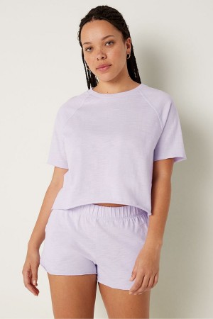 Atomic Pink Victoria's Secret Summer Lounge Cotton Pyjama Short Sleeve TShirt | NJF-358961