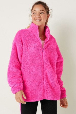 Atomic Pink Victoria's Secret Teddy Full Zip Jacket | YRD-290834