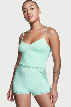 Ballad Blue Victoria's Secret Crop Topped Modal Cami Top Set | MDH-245987