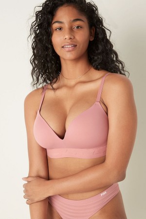 Beige Nude Victoria's Secret Wear Everywhere Smooth Non Wired Push Up T-Shirt Bra | LYK-941760