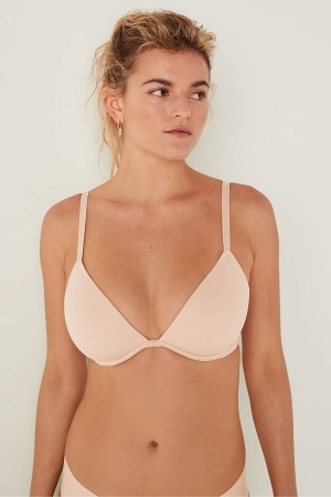 Beige Nude Victoria's Secret Wear Everywhere Smooth Lightest Lined T-Shirt Bra | WES-470281