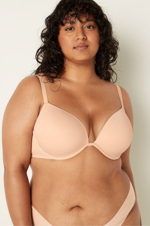 Beige Nude Victoria's Secret Wear Everywhere Smooth Push Up T-Shirt Bra | IHM-732548