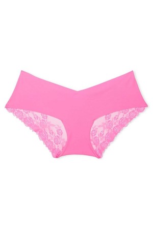 Bight Hibiscus Pink Victoria's Secret Lace No Show Hipster Knickers | PNO-058293