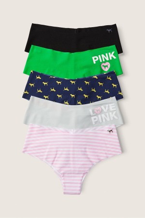 Black/Green/Pink/Grey PINK Originals Victoria's Secret No-Show No Show Cheeky Knickers 5 Pack | RAV-628043