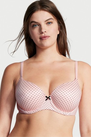 Black And Pink Rosey Floral Victoria's Secret Body by Victoria Smooth Lightly Lined Demi Bra | NJX-761498