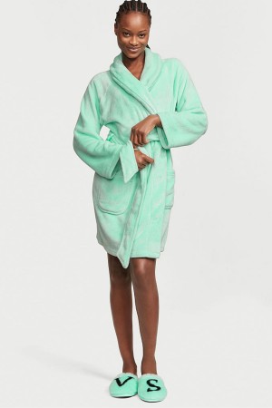 Black Cherries Victoria's Secret Cosy Short Dressing Gown | CBI-728045