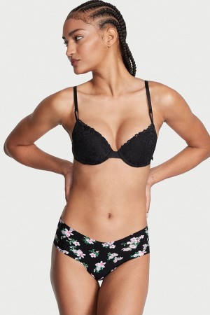 Black Ditsy Strawberry Victoria's Secret Sexy Illusions by Victorias Secret No Show Cheeky Knickers | DKZ-678509