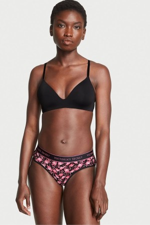 Black Flamingo Party Victoria's Secret Stretch Cotton Cotton Logo Hipster Knickers | WSX-954826