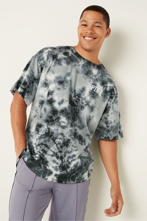 Black Grey Marble Victoria's Secret Cotton Short Sleeve T-Shirt | FDE-219753