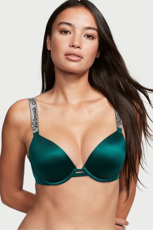 Black Ivy Green Victoria's Secret Very Sexy Shine Strap Push Up Bra | WQT-128743