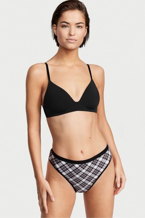 Black Logo Lockup Victoria's Secret Stretch Cotton Stretch Cotton High Leg Brief Knickers | JON-718249