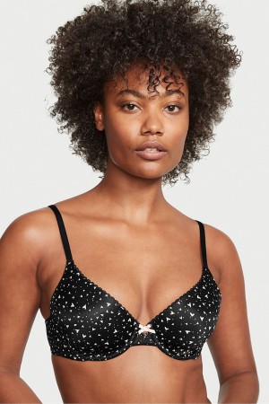 Black Swirling Heart Victoria's Secret Body by Victoria Smooth Lightly Lined Full Cup Bra | SRO-732914