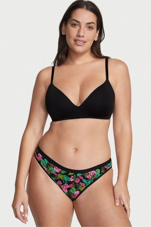 Black Tropical Oasis Victoria's Secret Stretch Cotton Cotton Bikini Knickers | AMK-915026