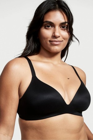 Black Victoria's Secret Bare Smooth Lightly Lined Plunge Non Wired Bra | ALJ-830617