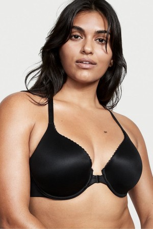 Black Victoria's Secret Body by Victoria Lace Trim Front Fastening Lightly Lined Full Cup Bra | DUI-217396