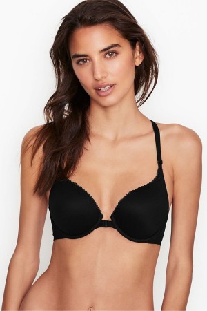 Black Victoria's Secret Body by Victoria Smooth Front Fastening Full Cup Push Up Bra | VBN-219748