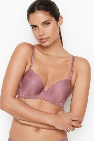 Black Victoria's Secret Dream Angels Smooth Lace Wing Lightly Lined Demi Bra | RJM-893041