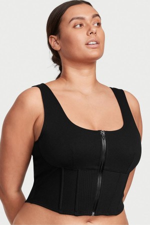 Black Victoria's Secret Fleece Tank Top | ETI-281097