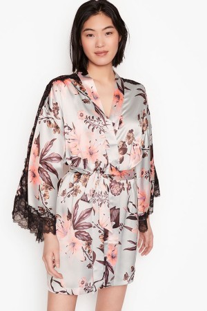 Black Victoria's Secret Lace Inset Kimono Robe | MEK-152478