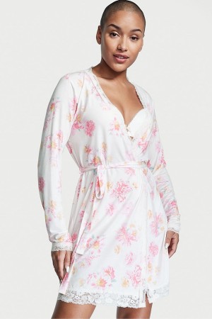 Black Victoria's Secret Modal Short Long Sleeve Robe | OVN-693805