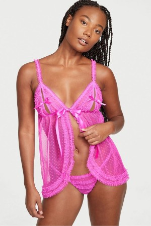 Black Victoria's Secret Ruffle Peekaboo Babydoll | IWF-514327