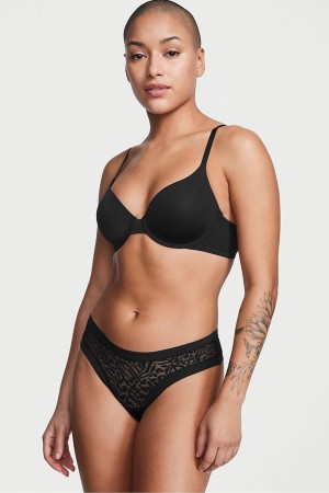 Black Victoria's Secret Sexy Illusions by Victorias Secret No Show Thong Knickers | WSZ-853917