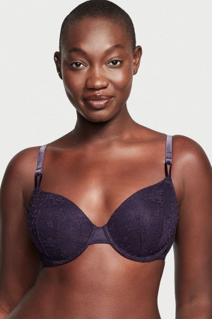 Black Victoria's Secret Sexy Tee Lace Lightly Lined T-Shirt Bra | FQH-029176