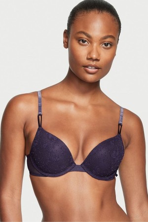 Black Victoria's Secret Sexy Tee Lace T-Shirt Push Up Bra | ZRX-780652