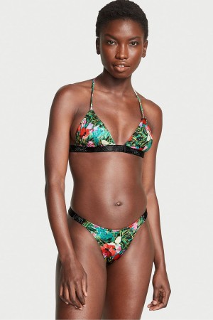 Black Victoria's Secret Shine Strap Swim Bikini Bottom | EBV-432960