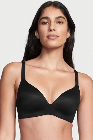 Black Victoria's Secret Smooth Lightly Lined Non Wired Push Up Bra | QAF-594610