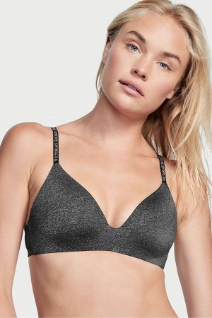 Black Victoria's Secret The T-Shirt Smooth Logo Strap Lightly Lined Non Wired T-Shirt Bra | IKQ-841950