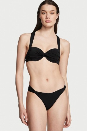 Black Victoria's Secret Twist Balcony Bra Bikini Top | WVT-932780