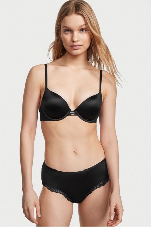 Black Victoria's Secret Very Sexy Lace Trim Cheeky Knickers | BVS-896304