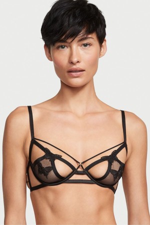 Black Victoria's Secret Very Sexy Open Cup Demi Bra | SFI-735249