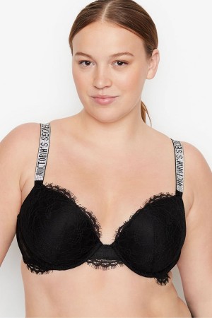 Black Victoria's Secret Very Sexy Shine Strap Push Up Bra | REW-196304