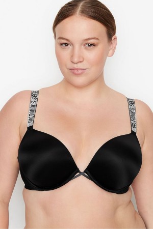 Black Victoria's Secret Very Sexy Shine Strap Add 2 Cups Bombshell Bra | FAU-435921