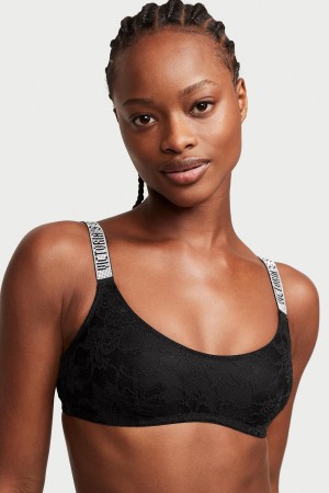 Black Victoria's Secret Very Sexy Shine Strap Lace Bralette | RDV-547386